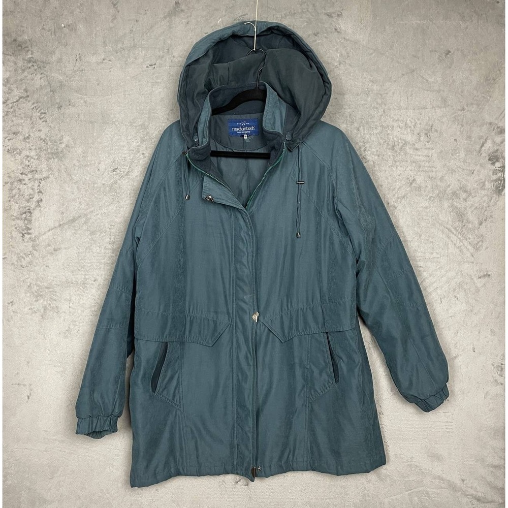 Mackintosh New England Navy Hooded Nylon Chore Coat Zip Parka Style Large Travel
